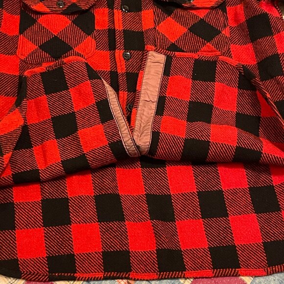 Vintage 1950s/60 Duxback Kamp It Wool Buffalo Check Plaid Red Shirt Jacket - Picture 13 of 16